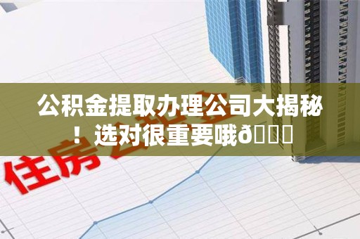 芗城公积金提取办理公司大揭秘！选对很重要哦😎